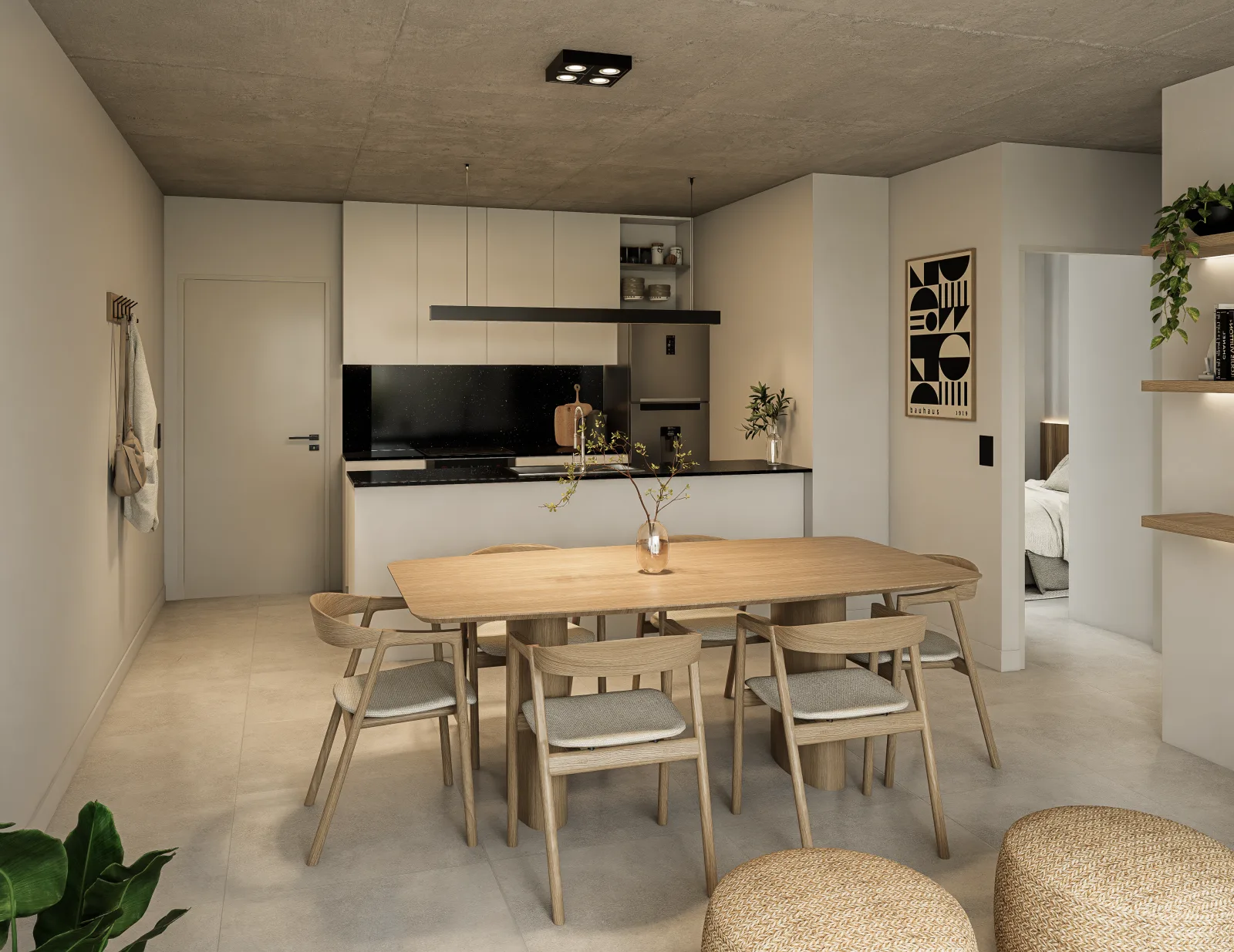 Cocina integrada de la unidad